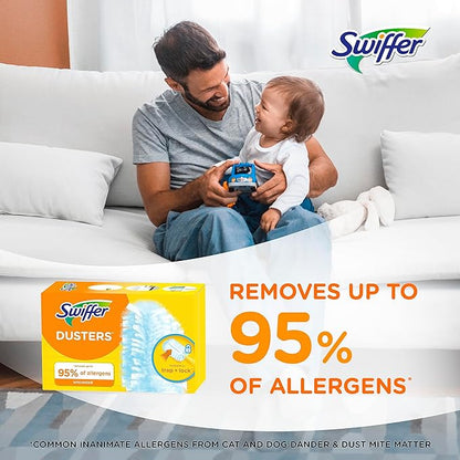 Swiffer Dusters Refill for Cleaning, Feather  Microfiber Duster Disposable Alternative, for Dusting Furniture, Blinds, Ceiling Fans, Walls, Helps Remove Allergens, Unscented, 18ct