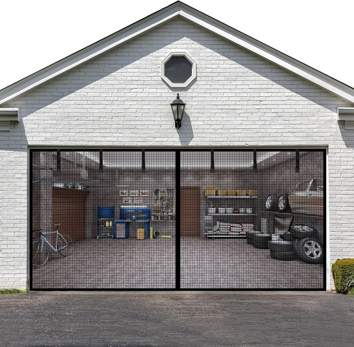 Garage Door Screen for 18x7FT ?2 Car Garage Doors- Reinforced Fiberglass Door Screen,Stronger High Energy Magnets ? Magnetic Screen Door…