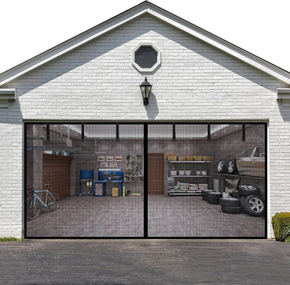 Garage Door Screen for 18x7FT ?2 Car Garage Doors- Reinforced Fiberglass Door Screen,Stronger High Energy Magnets ? Magnetic Screen Door…