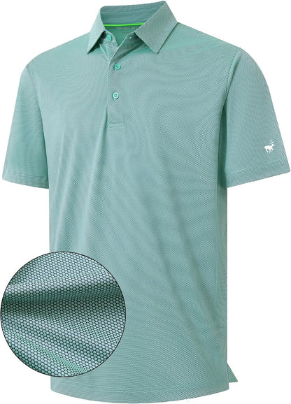 Rouen Mens Polo Shirts Short Sleeve Soft Lightweight Performance Dry Fit Jacquard Casual Collared Golf Polo Shirts for Men