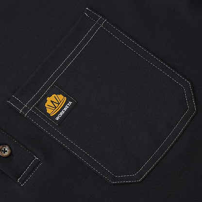 WORKWEYA FR Shirts for Men 6.5 oz Flame Resistant Long Sleeve Henley Shirt NFPA 2112/CAT2