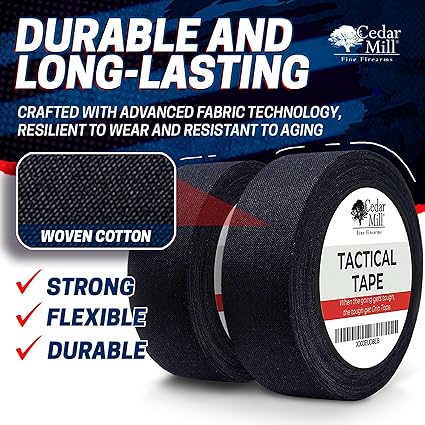 Cedar Mill Fine Firearms Handgun Grip Tape - Waterproof Gun Grip Tape, Non-Adhesive Multipurpose Military Tape to Improve Handles, Fore Grip Tape for Guns, Rifle, and Shotgun - 1 Inch x 21.87 Yards