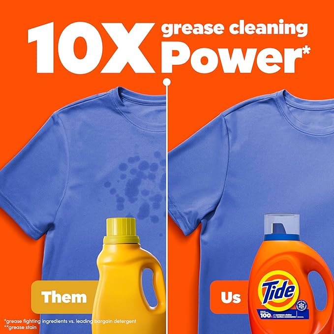Tide Laundry Detergent Liquid, Original Scent, HE Compatible, 100 Loads, 132 fl oz, Tide Laundry Detergent, Liquid Laundry Detergent (Packaging May Vary)
