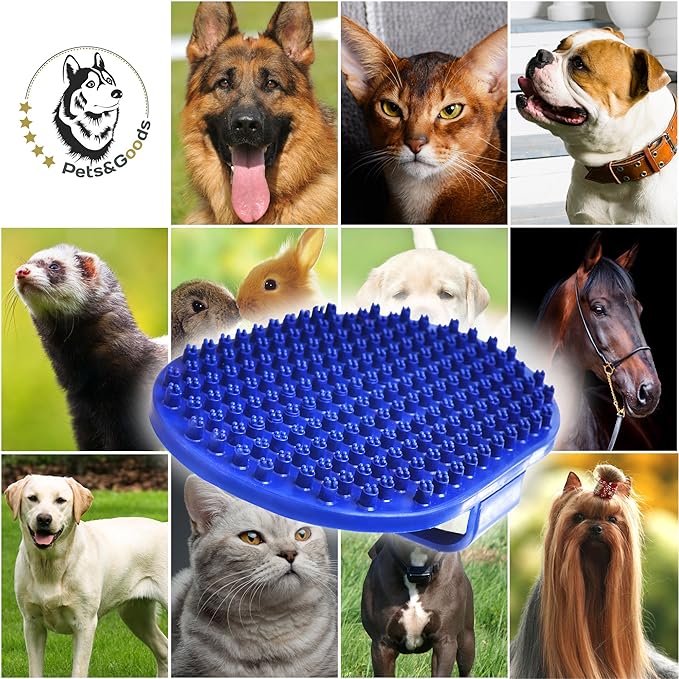 Dog and Cat Grooming Brush - Rubber Brush for Bathing, Washing, Deshedding Short or Long Pet Hair