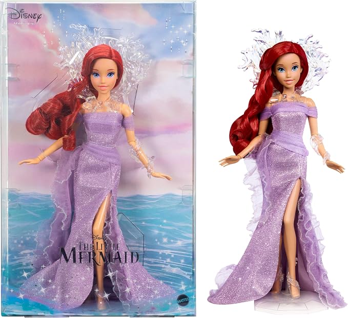 Mattel Disney Collector Ariel The Little Mermaid Doll with Display Stand, Inspired by Disney Movie 35th Anniversary( open box )