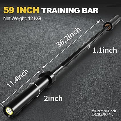 POWER GUIDANCE Chrome Olympic Barbell Bar, 2 Inch Weight Bar for lifting, Hip Thrusts,Universal Strength Training Bars 4ft5ft6ft