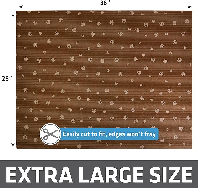 Drymate Original Cat Litter Mat, Contains Mess from Box, Protects Floors, Urine-Proof, Machine Washable, Soft on Kitty Paws, Absorbent, Waterproof (USA Made, Recycled Content) (28"x36")(BrownTanPaw)