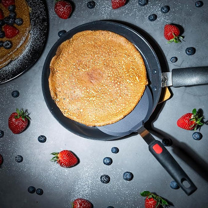 Silicone Pancake Spatula  Wide Beveled Edge Flipper with Stainless Steel Curved Handle  Heat Resistant Non-Stick Cooking