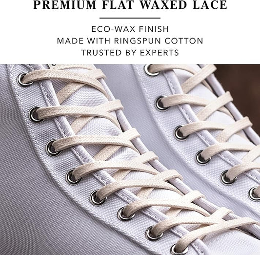 Premium Flat Waxed Cotton Boot Laces - Cobbler's Choice Shoe Laces - Durable and Beautiful!