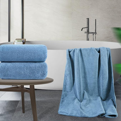 POLYTE Quick Dry Lint Free Microfiber Bath Sheet, 35 x 70 in, Pack of 2 (Blue)