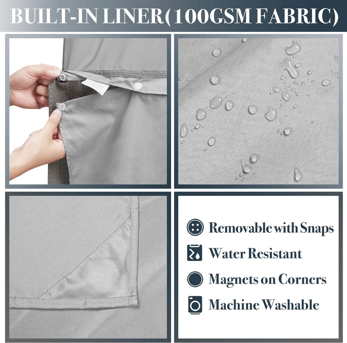 N&Y HOME Waffle Weave Shower Curtain with Snap-in Fabric Liner Set, 12 Hooks Included - Hotel Style, Water-Repellent & Washable, Heavyweight Fabric & Mesh Top Window - 71x72, Gray