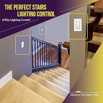 ENERLITES 4-Way Decorator Paddle Rocker Light Switch, Clamp Down Wiring, Grounding Screw, Residential Grade, 15A 120V277V, UL Listed, 94150-W, White