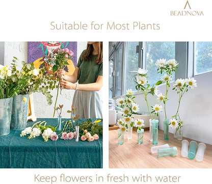 BEADNOVA Floral Water Tubes 2.8 Inch Plastic Water Tubes for Floral Flower Vials with Caps for Flower Arrangement Decoration (Clear, 20 Pcs)
