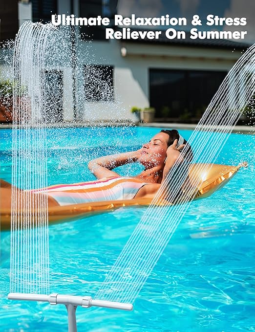 Pool Fountain - Dual Spray Water Fountains for Above Ground/Inground Pools, 2-in-1 Adjustable Waterfall Pool Sprinkler Fountain for Cooling (for in-tex & for Best-Way & Hay-Ward & Cole-Man)