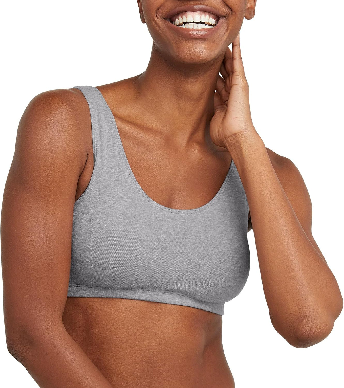 Hanes Women's Pack, Cotton Scoopneck Bralette, Low-Impact Sports Bra, 3-Pack