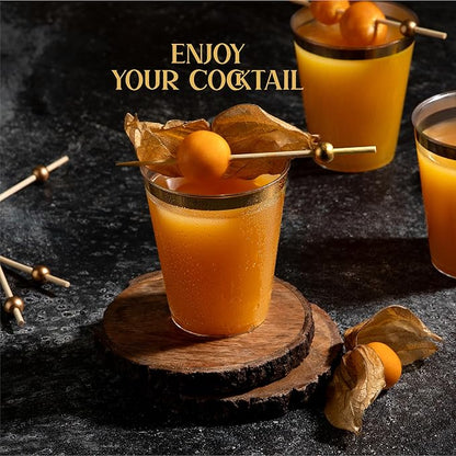PLASTICPRO Disposable 7 oz Crystal Clear Plastic Tumblers With Gold Rim for Party's  Weddings pack of 50