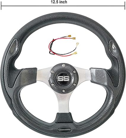 Golf Cart Steering Wheel Universal 12.5" for Club Car DS Precedent EZGO and Yamaha Black+gray2