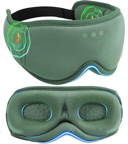BambooCotton 3D Bluetooth Sleep Mask, LC-dolida 2025 New Sleep Headphones, Wireless Comfort, Sustainable Luxury for Better Sleep (Dark Blue)