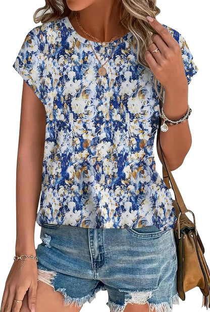 XIEERDUO Women's Cap Sleeve Dressy Casual Blouse with Curved Hem