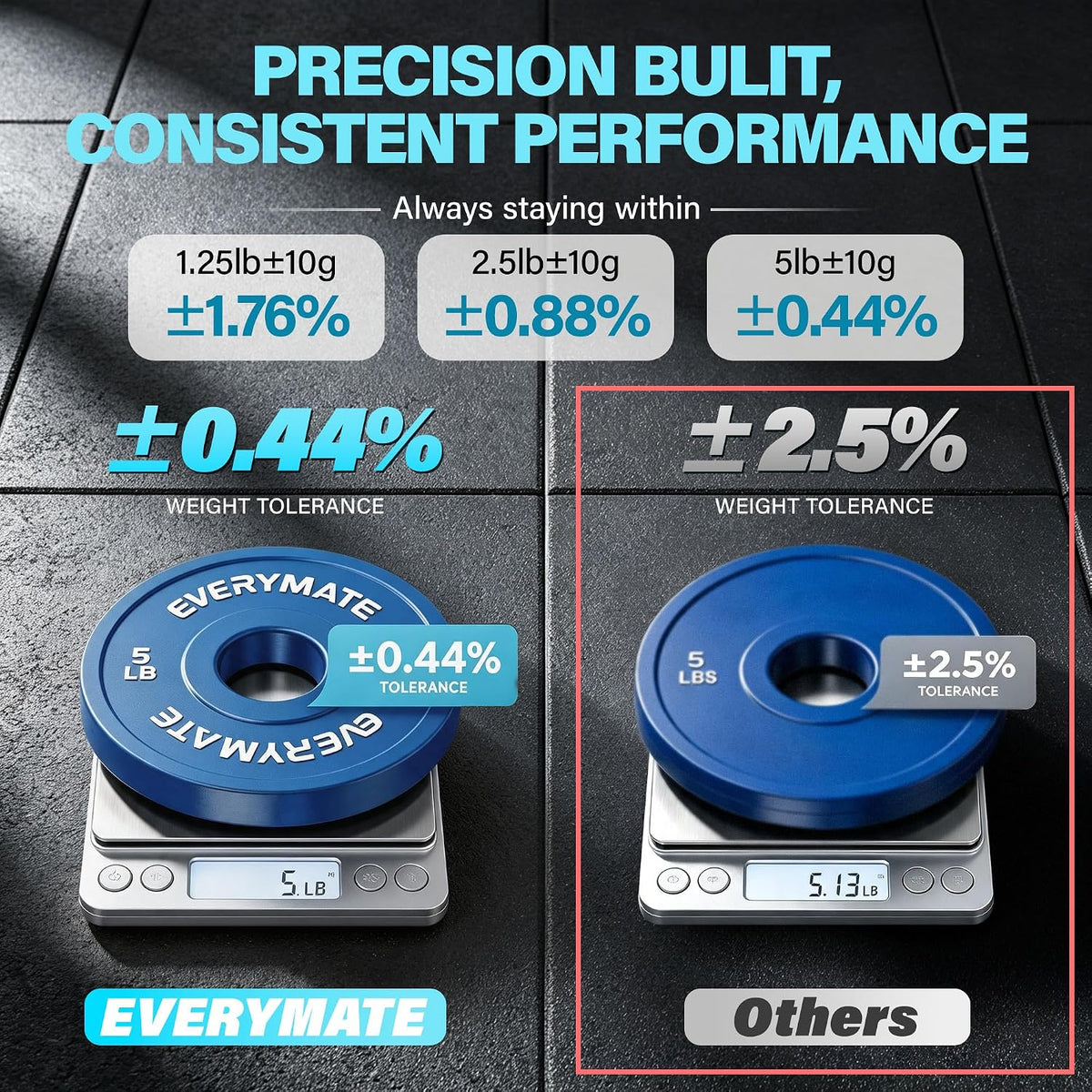 EVERYMATE Olympic Change Weight Plate Set, 1.25 lb, 2.5 lb, 5 lb