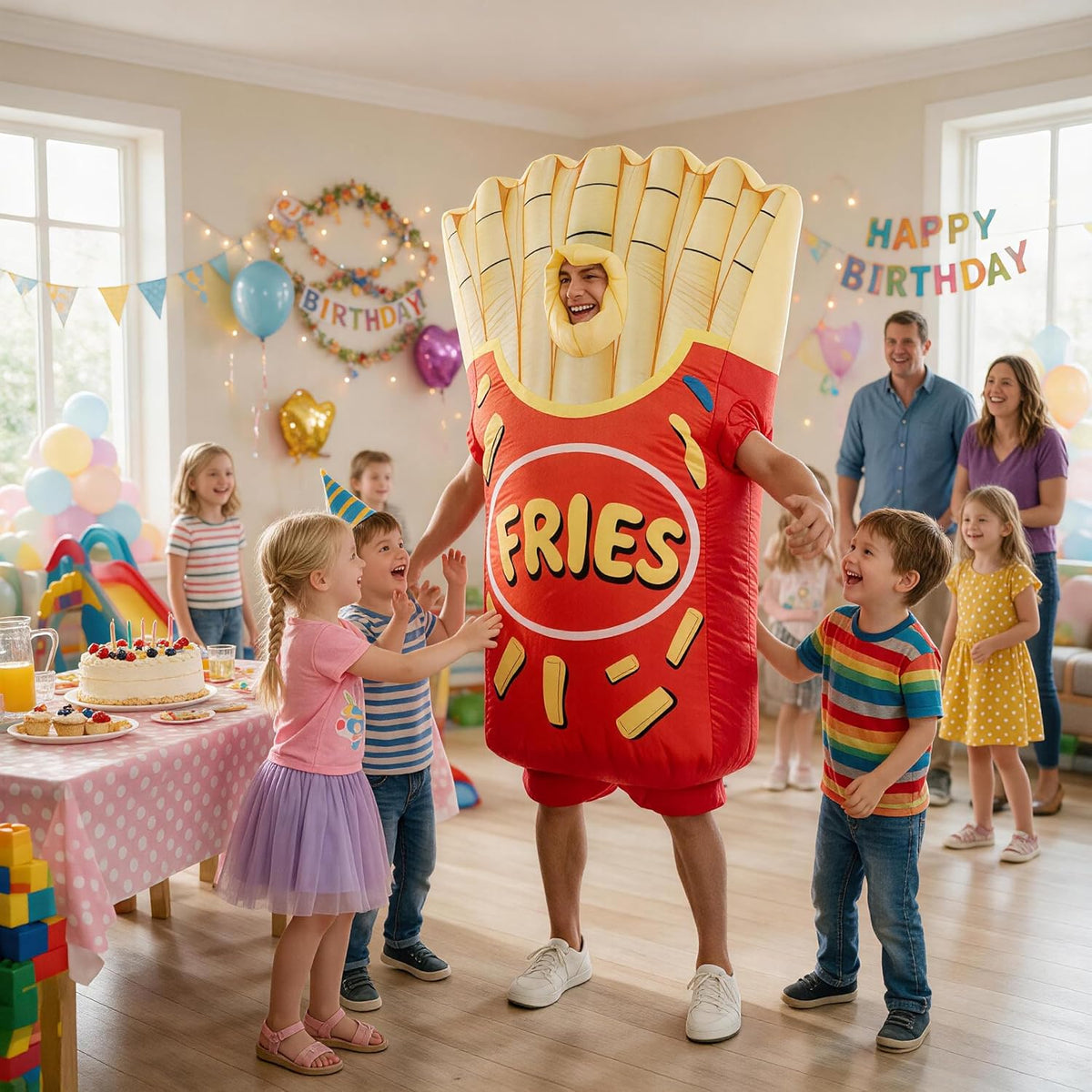 Halloween Inflatable Chips Costume Adult,Blow Up Fries Suit Men Women