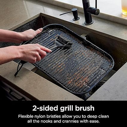 Ninja XSKBRUSHXL Woodfire Outdoor Grill Cleaning Brush, Compatible with All Ninja Woodfire Outdoor Grills (OG700, OG800, and OG900 Series), Non-Scratch, Heat Resistant, Scraper Tool, Black
