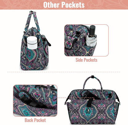 LoDrid Bible Bag Tote with Multiple Pockets for Bible Items, Bible Carrier with Steel Frame Top for Men & Women, Totem, Bag Only