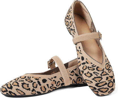 CELNEPHO Flats for Women Mary Jane Shoes Ballet Flats Shoes Square Toe with Ankle Strap Dressy Comfortable Office Shoes.