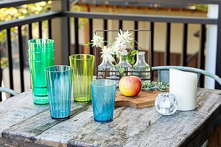 Made in Japan, 11oz Tumbler, Glasses, Cups - Set of 4 - Break-resistant Material - Non Slip - Dishwasher Safe - Made of High Grade Plastic - Gift (Green)