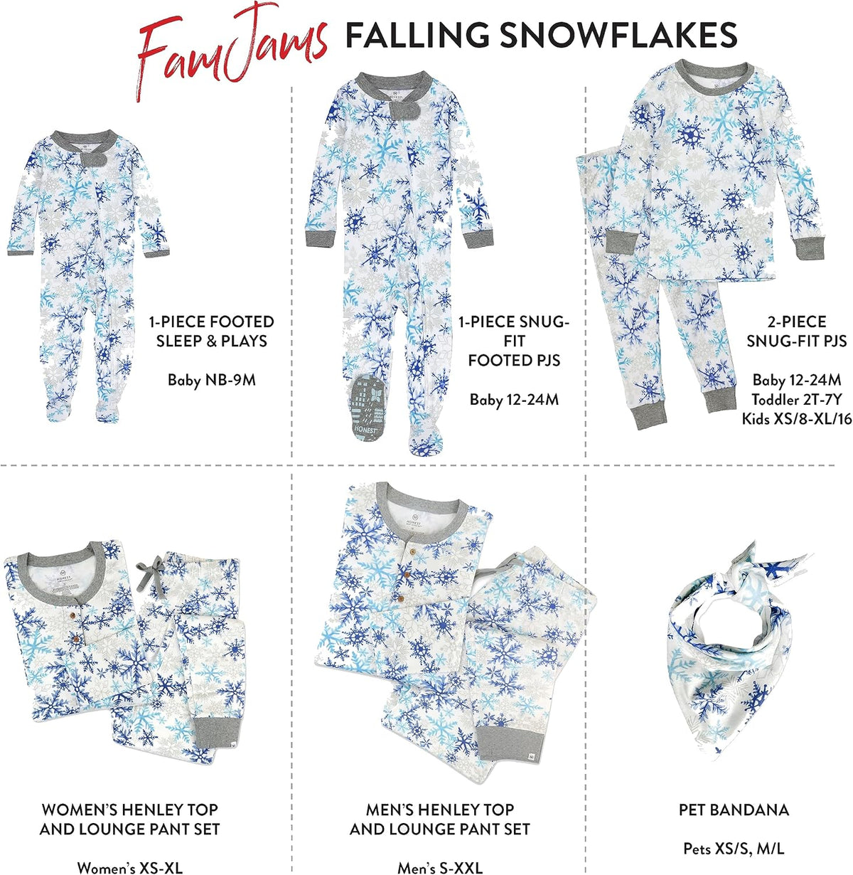 HonestBaby Family Matching Holiday Pajamas 100% Organic Cotton for Men, Women, Kids, Toddlers, Baby Boys, Girls, Unisex, Pets