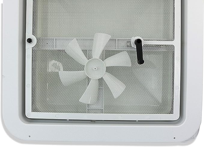 14" RV trailer Roof vent complete 12 volt FAN w/white lid and interior garnish
