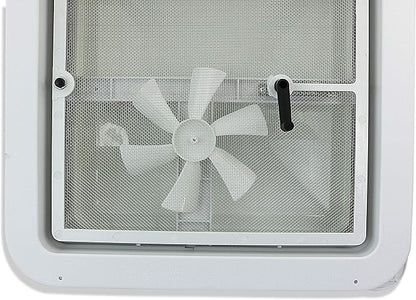14" RV trailer Roof vent complete 12 volt FAN w/white lid and interior garnish