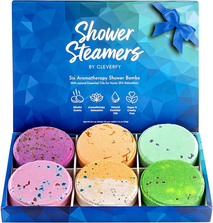Cleverfy Shower Steamers Aromatherapy for Women and Men  Self-Care Shower Bombs for Stress Relief and Relaxation  6 Tablets
