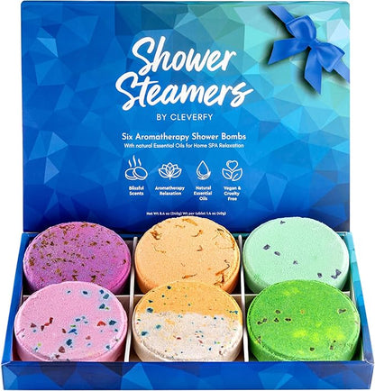 Cleverfy Shower Steamers Aromatherapy for Women and Men  Self-Care Shower Bombs for Stress Relief and Relaxation  6 Tablets