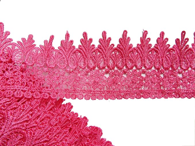 YYCRAFT 5 Yards Hot Pink Lace Edge Trim Wedding Applique DIY Sewing Crafts(Width:3.5 Inch Hot Pink)