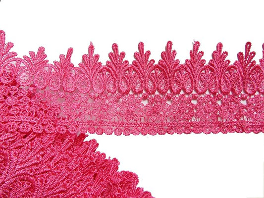 YYCRAFT 5 Yards Hot Pink Lace Edge Trim Wedding Applique DIY Sewing Crafts(Width:3.5 Inch Hot Pink)