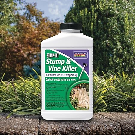Bonide 2746 Stump  Vine Killer Concentrate, 8 oz Stumps and Vines Without harming Turf. Contains Brush Easy Application. Kills Oak, Poison Ivy and More, 1