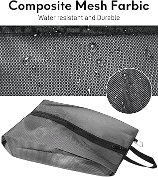 2 Pack Shoe Bags for Travel, Sneaker Bags, Waterproof Travel Shoe Bags with Zipper for Packing, Golf Shoe Dust Bags for Man and Women, X-Large, Black