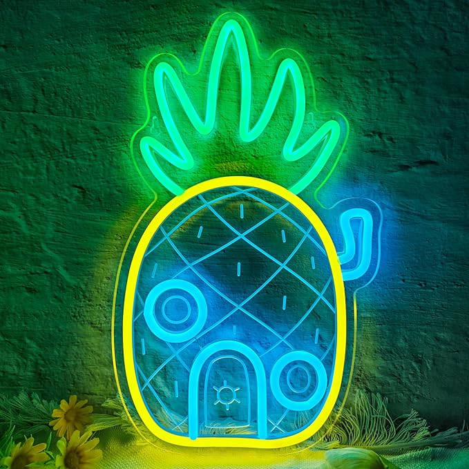 Dimmable neon sign with LED light under the sea and pineapple for wall decoration, ocean theme, children's room, bedroom, playroom, birthday party decoration, gifts for