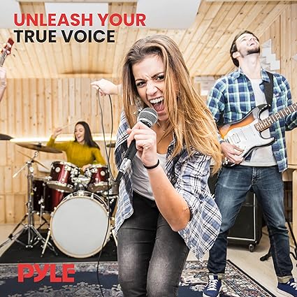 Pyle Professional Dynamic Vocal Microphone - Moving Coil Dynamic Cardioid Unidirectional Handheld Microphone with ONOFF Switch Includes 15ft XLR Audio Cable to 14'' Audio Connection - PDMIC59