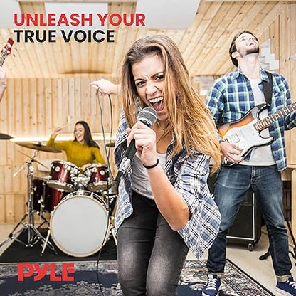 Pyle Professional Dynamic Vocal Microphone - Moving Coil Dynamic Cardioid Unidirectional Handheld Microphone with ONOFF Switch Includes 15ft XLR Audio Cable to 14'' Audio Connection - PDMIC59