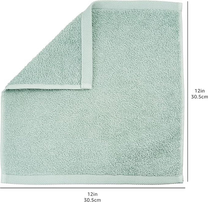 Basics face Towels for bathroom, 100 Cotton Extra Absorbent washcloth, Fast Drying - salon towel - 24 Pack (12 x 12 inches), Seafoam Green, Ice Blue, White