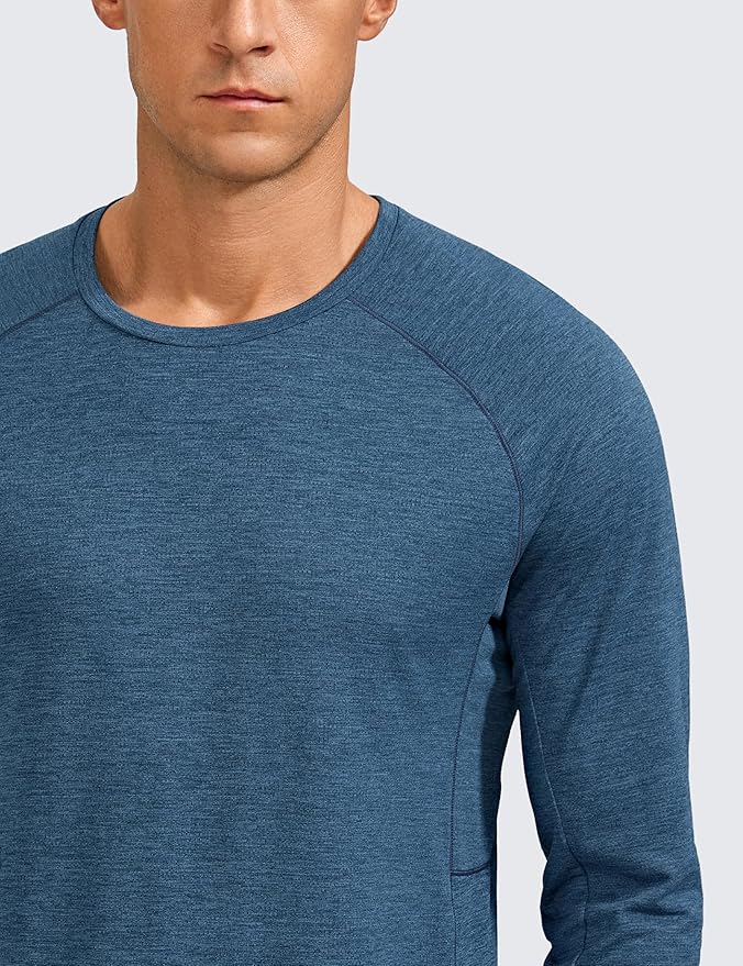 CRZ YOGA Lightweight Long Sleeve Shirts for Men Moisture Wicking Quick Dry T-Shirt Workout Running Basic Tee Tops
