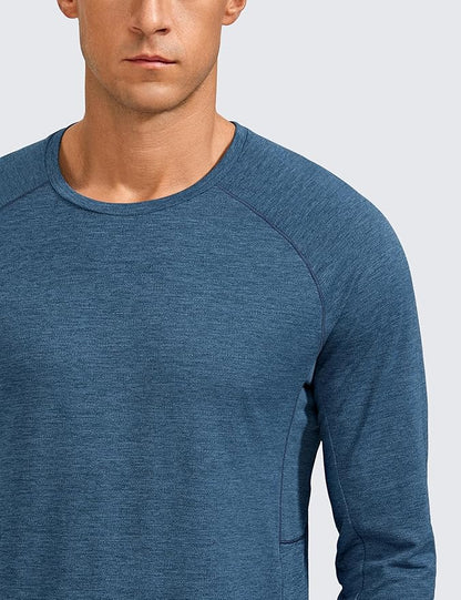 CRZ YOGA Lightweight Long Sleeve Shirts for Men Moisture Wicking Quick Dry T-Shirt Workout Running Basic Tee Tops