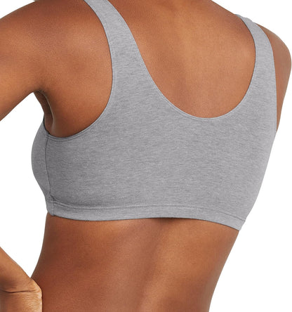 Hanes Women's Pack, Cotton Scoopneck Bralette, Low-Impact Sports Bra, 3-Pack