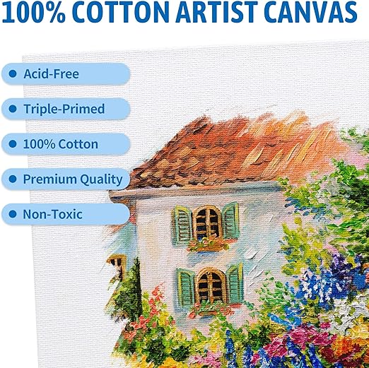 FIXSMITH Canvas Boards for Painting 8x10 Inch, Super Value 12 Pack White Blank Canvas Panels, 100% Cotton Primed, Painting Art Supplies for Professionals, Hobby Painters, Students & Kids