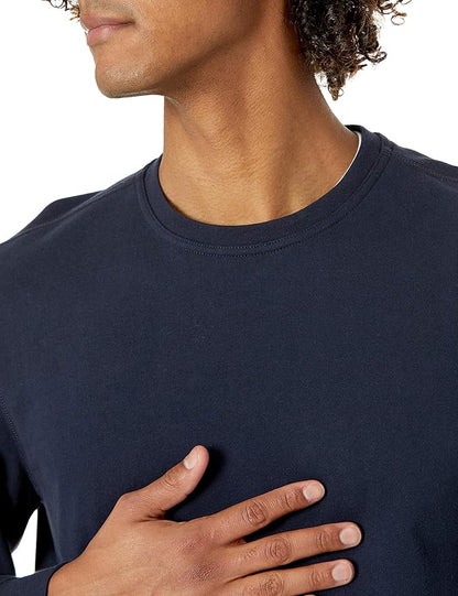 Essentials Men's Long-Sleeve Lightweight Fleece French Terry Crewneck Sweatshirt