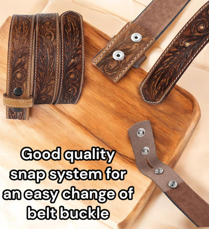 F&L CLASSIC Western Belt without buckle for men – Full Grain Leather Cowboy Belts for jeans - One Piece Leather strap belt