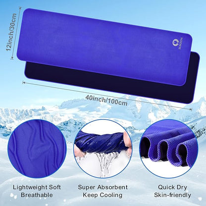 Sukeen Cooling Towels for Neck and Face (40"x12"), 20 Pack, Royal Blue, PVA Material, Reusable