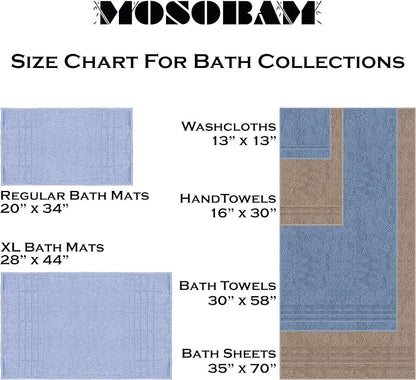 Mosobam Luxury Turkish Set of 2 Hand Towels 16X30 Light Grey (Gray) 700 GSM Bamboo Viscose  Aegean Turkish Combed Cotton